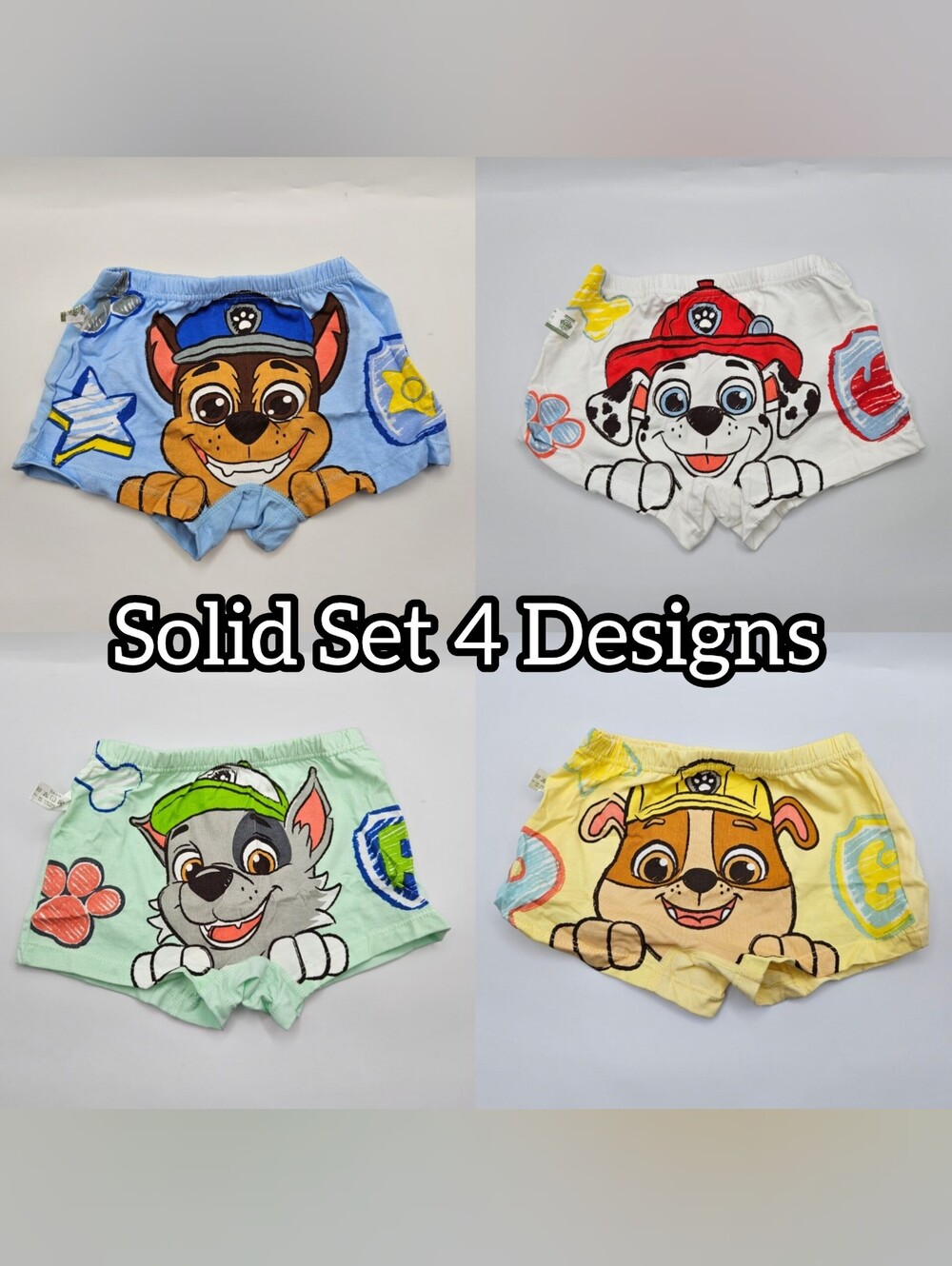NEW Kids Paw Patrol Solid Boxer Briefs 4 Pack Toddler Cotton Underwear 3T & 4T